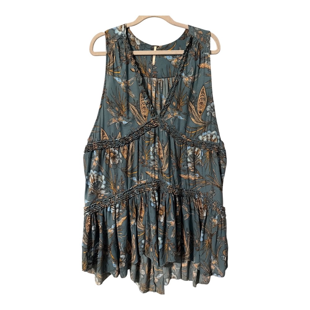 Free People Purple Haze Floral Long Tunic, Medium - Picture 2 of 8